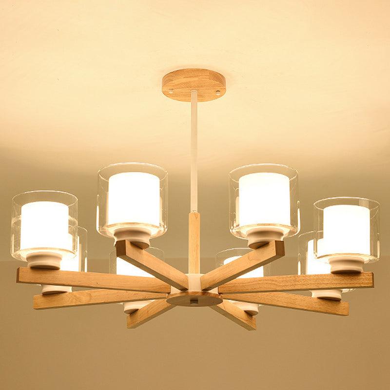Cylinder Chandelier Lighting Fixtures Modern White Glass Light - Rebooters