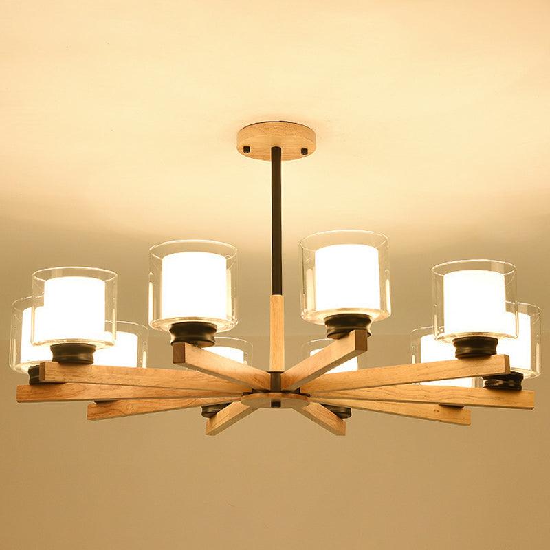 Cylinder Chandelier Lighting Fixtures Modern White Glass Light - Rebooters