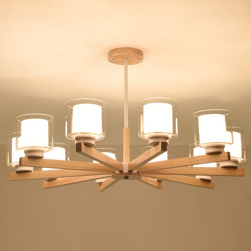 Cylinder Chandelier Lighting Fixtures Modern White Glass Light - Rebooters