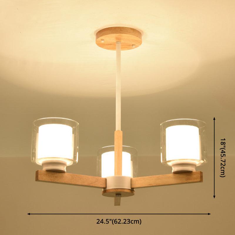 Cylinder Chandelier Lighting Fixtures Modern White Glass Light - Rebooters