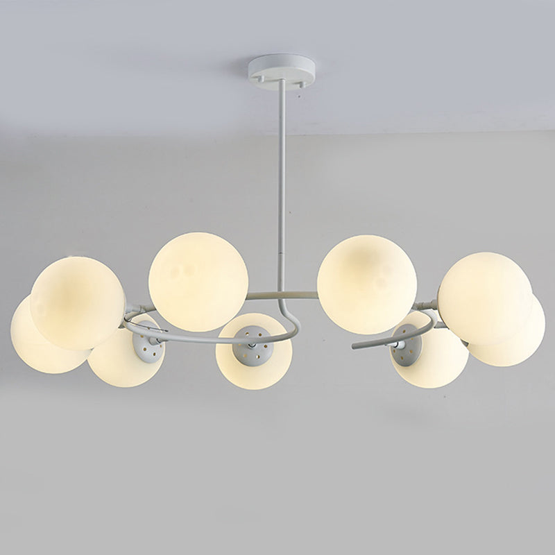 Sphere Chandelier Lighting Fixtures Modern White Glass Light - Rebooters