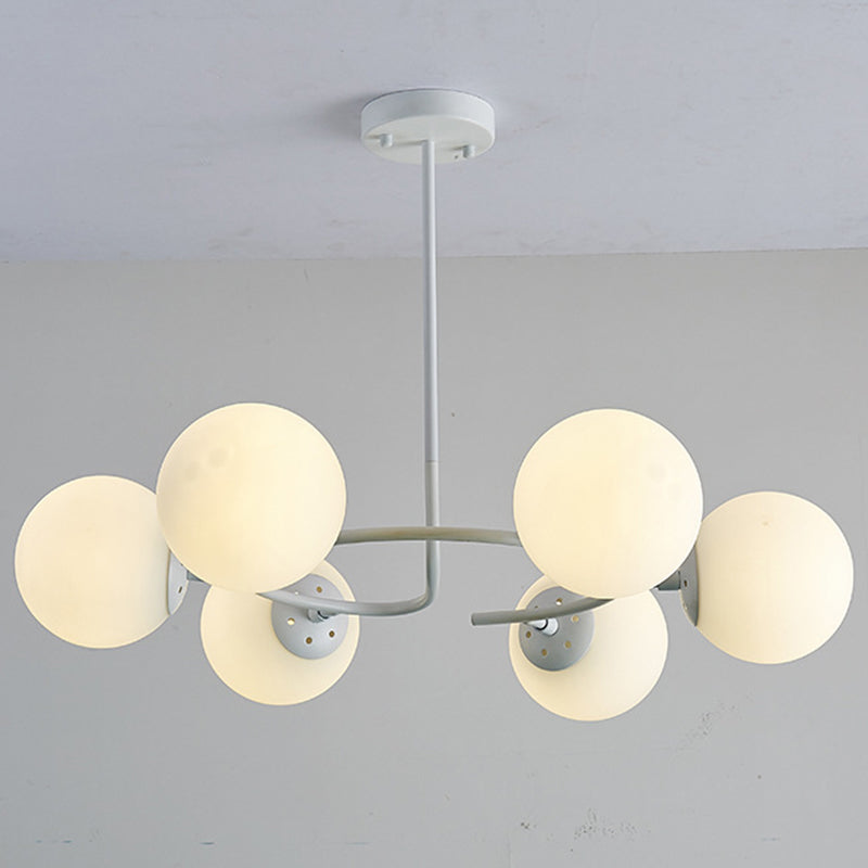 Sphere Chandelier Lighting Fixtures Modern White Glass Light - Rebooters