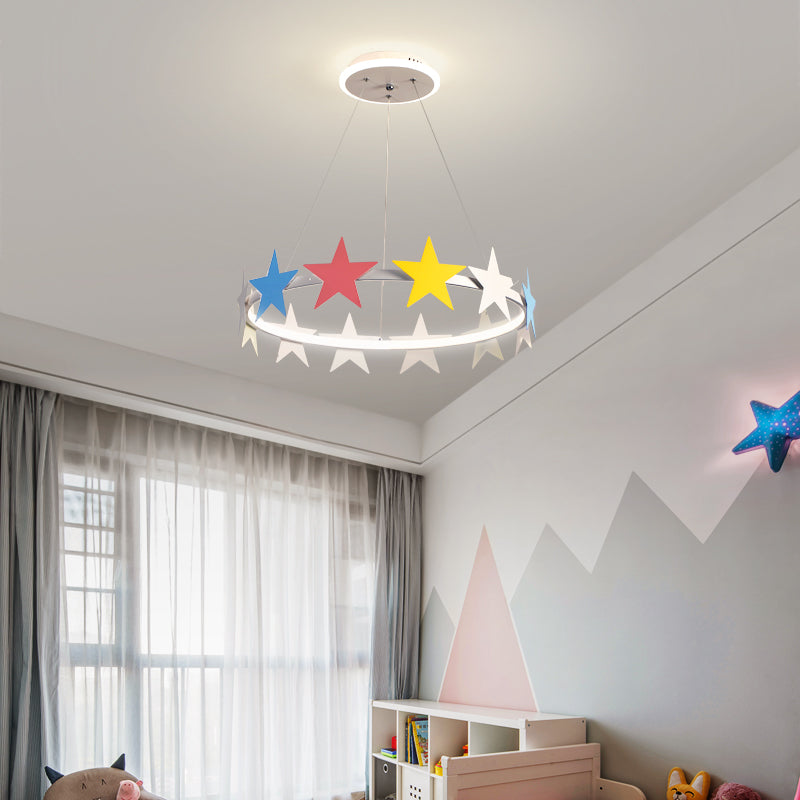 19.5"/23.5" Dia Metal Ring Chandelier Light with Star Design - Rebooters