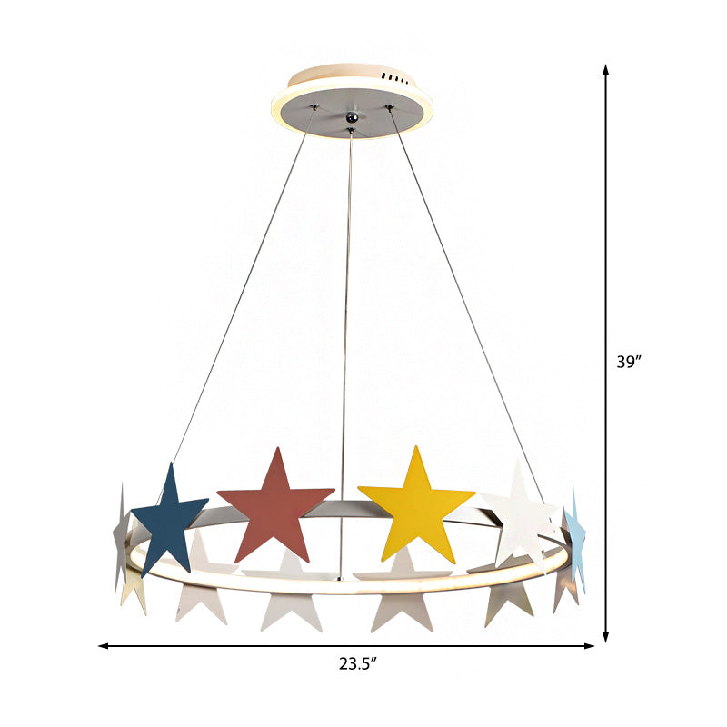 19.5"/23.5" Dia Metal Ring Chandelier Light with Star Design - Rebooters