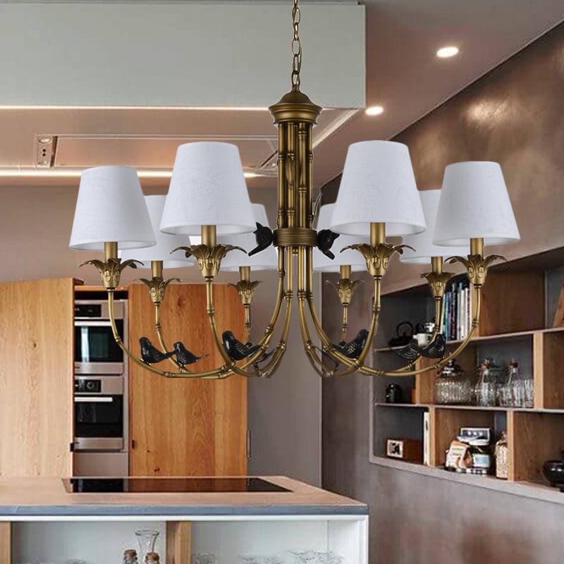 3/6/8 Lights Suspension Pendant Rustic Cone Fabric Chandelier - Rebooters