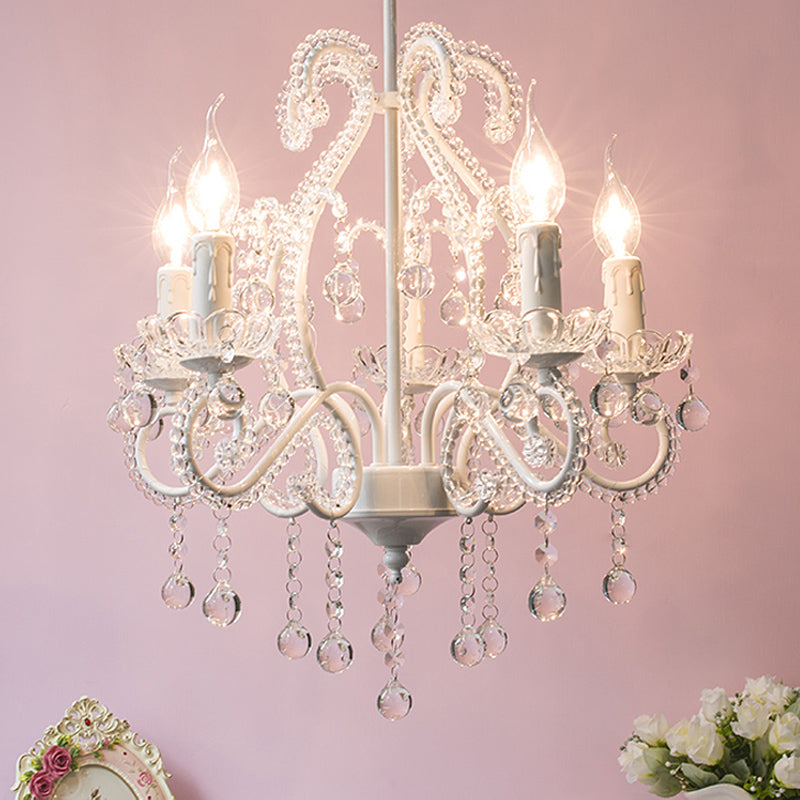 White Candle Chandelier Lighting Fixture with Crystal Decoration - Rebooters