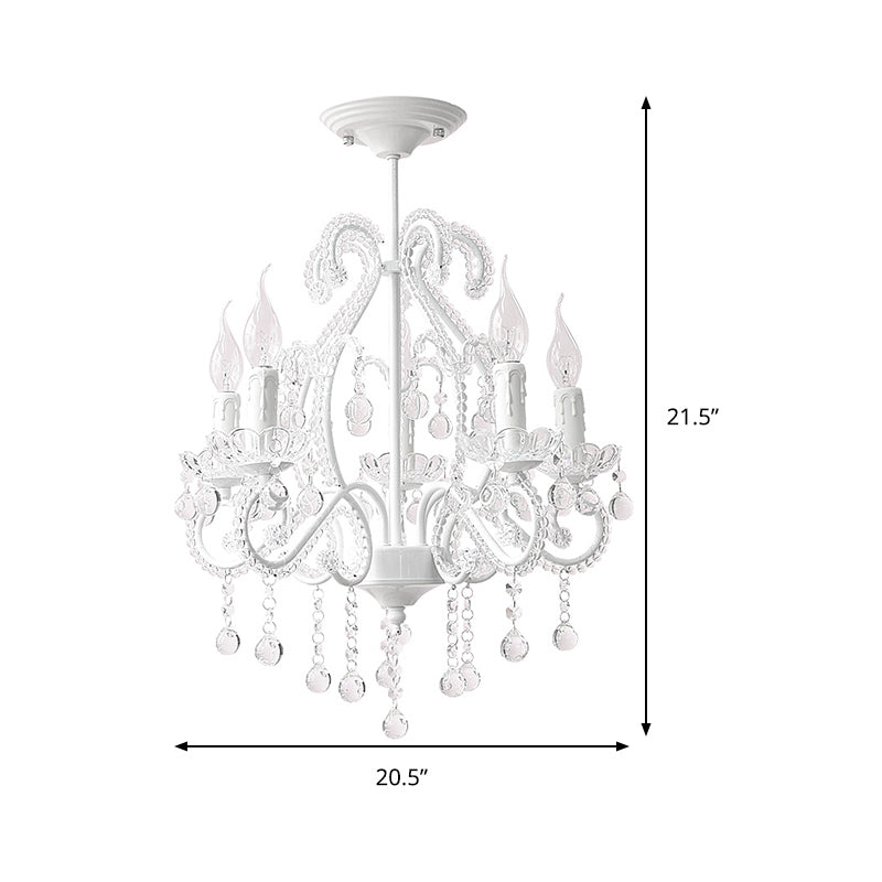 White Candle Chandelier Lighting Fixture with Crystal Decoration - Rebooters