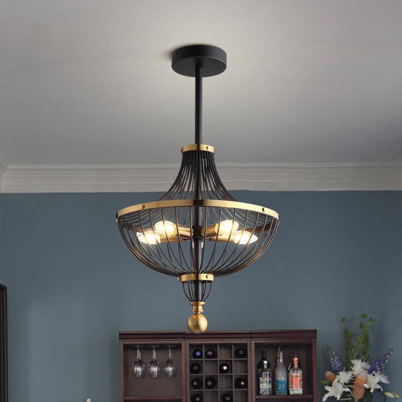 5 Bulbs Metal Empire Hanging Chandelier Vintage Pendant Lighting - Rebooters