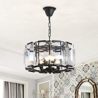 18"/25.5" Diameter Metal Drum Shade Ceiling Chandelier Black - Rebooters