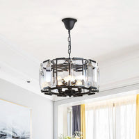 18"/25.5" Diameter Metal Drum Shade Ceiling Chandelier Black - Rebooters