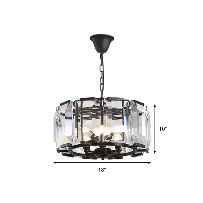 18"/25.5" Diameter Metal Drum Shade Ceiling Chandelier Black - Rebooters