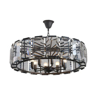 18"/25.5" Diameter Metal Drum Shade Ceiling Chandelier Black - Rebooters
