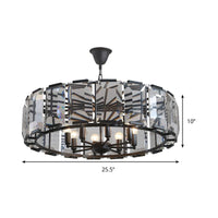 18"/25.5" Diameter Metal Drum Shade Ceiling Chandelier Black - Rebooters