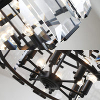 18"/25.5" Diameter Metal Drum Shade Ceiling Chandelier Black - Rebooters