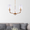 Clear Glass Cylinder Chandelier Light Vintage 3/5/6/8 Heads Gold - Rebooters