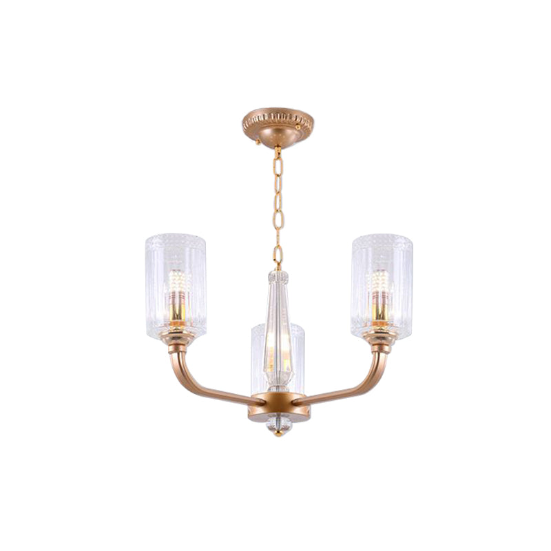 Clear Glass Cylinder Chandelier Light Vintage 3/5/6/8 Heads Gold - Rebooters