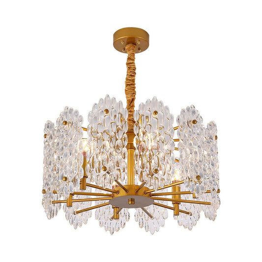 6 Bulbs Round Chandelier Pendant Light in Brass for Dining Table - Rebooters