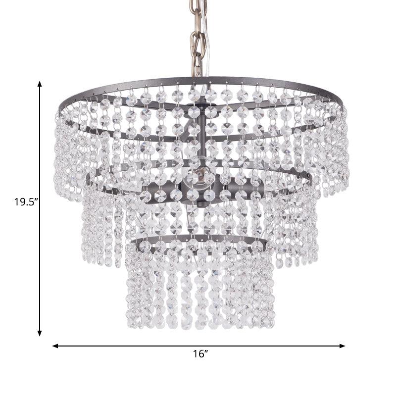 3 Tiers Round Hanging Lamp Modern Metal Chandelier Lighting - Rebooters