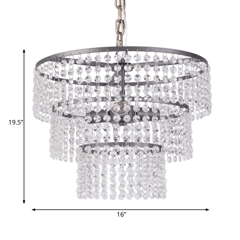 3 Tiers Round Hanging Lamp Modern Metal Chandelier Lighting - Rebooters