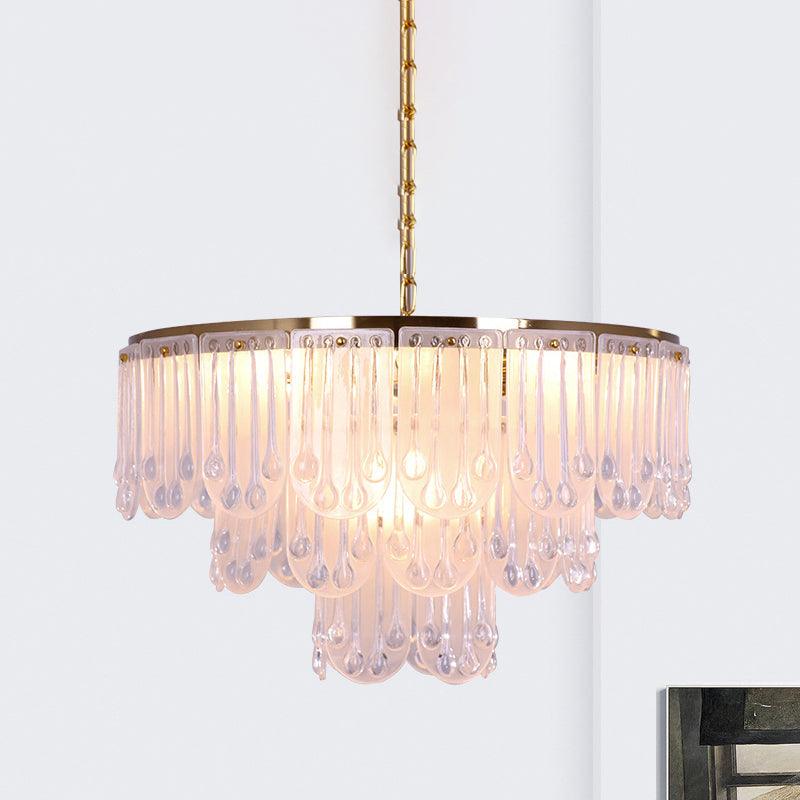16"/23.5" W Frosted Glass Tiered Chandelier Light Modernist - Rebooters
