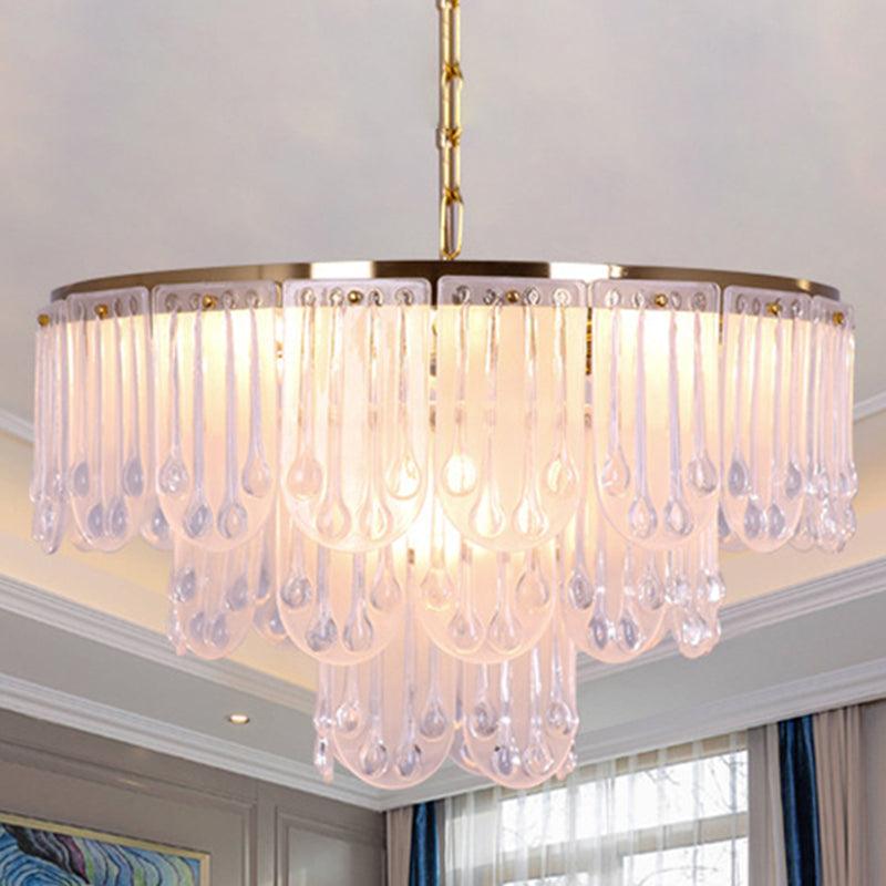 16"/23.5" W Frosted Glass Tiered Chandelier Light Modernist - Rebooters