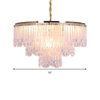 16"/23.5" W Frosted Glass Tiered Chandelier Light Modernist - Rebooters