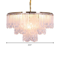 16"/23.5" W Frosted Glass Tiered Chandelier Light Modernist - Rebooters