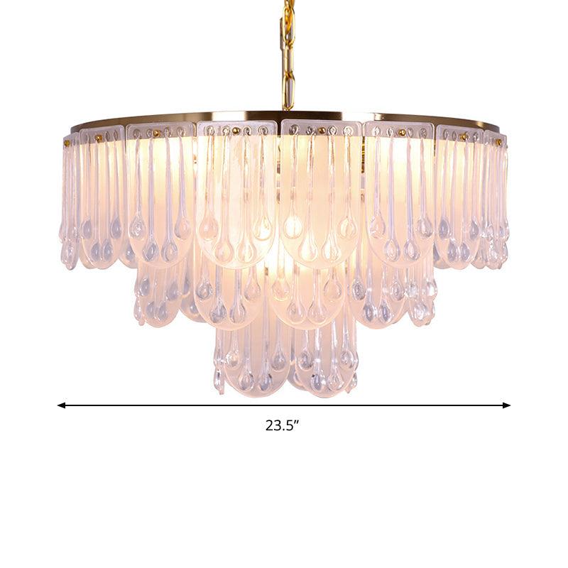 16"/23.5" W Frosted Glass Tiered Chandelier Light Modernist - Rebooters
