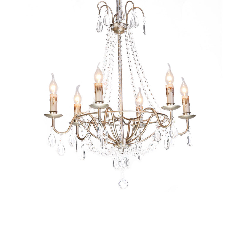 Clear Crystal Beaded Chandelier Lamp Modernist 6 Heads Pendant Light - Rebooters