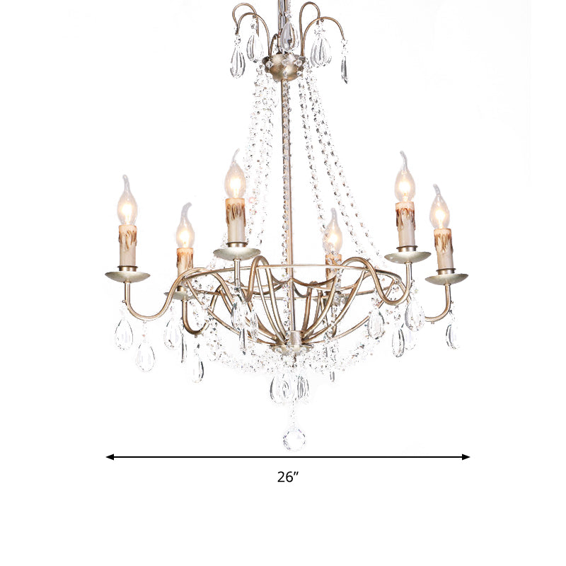 Clear Crystal Beaded Chandelier Lamp Modernist 6 Heads Pendant Light - Rebooters