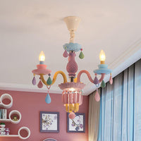 3/5 Bulbs Candle Chandelier Pendant Light Macaron Glass - Rebooters