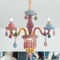 3/5 Bulbs Candle Chandelier Pendant Light Macaron Glass - Rebooters
