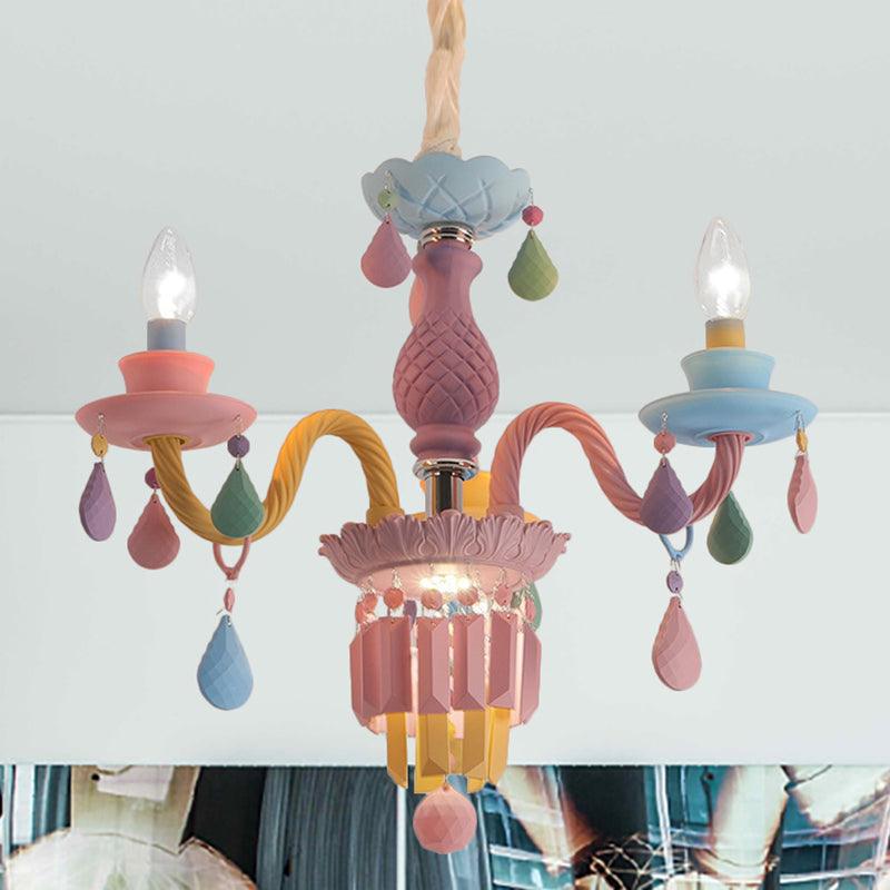 3/5 Bulbs Candle Chandelier Pendant Light Macaron Glass - Rebooters