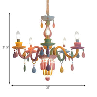 3/5 Bulbs Candle Chandelier Pendant Light Macaron Glass - Rebooters