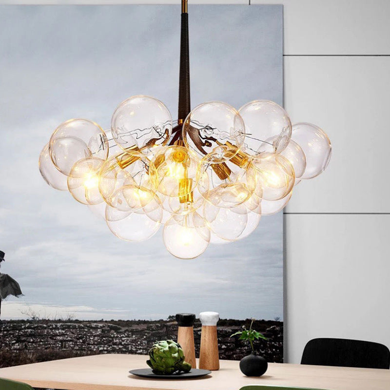 Transparent Glass Bubble Hanging Light Modern Simplicity Living Room Chandelier Light - Rebooters