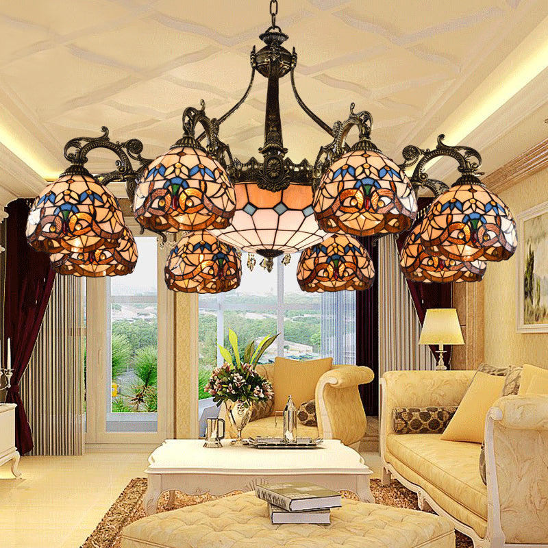 Retro Mediterranean Style Tiffany Hanging Lamp Chandelier - Rebooters