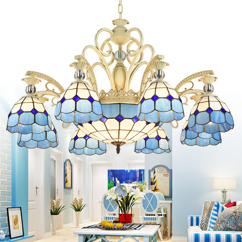 Tiffany Chandelier with Stained Glass Shade - Rebooters