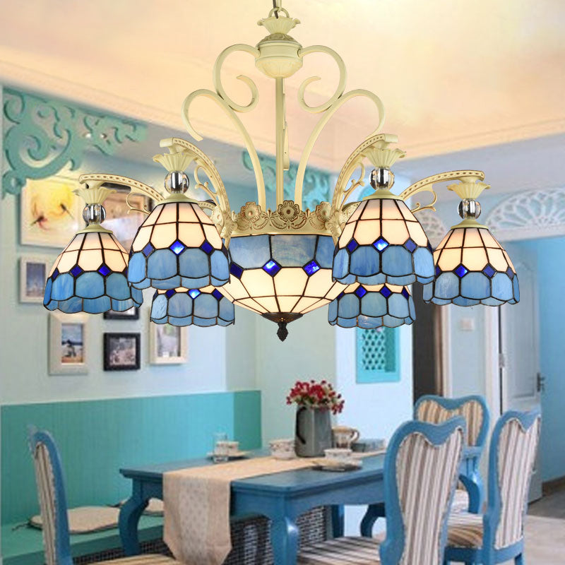 Tiffany Chandelier with Stained Glass Shade - Rebooters