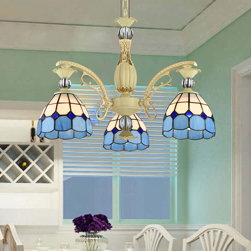 Tiffany Chandelier with Stained Glass Shade - Rebooters