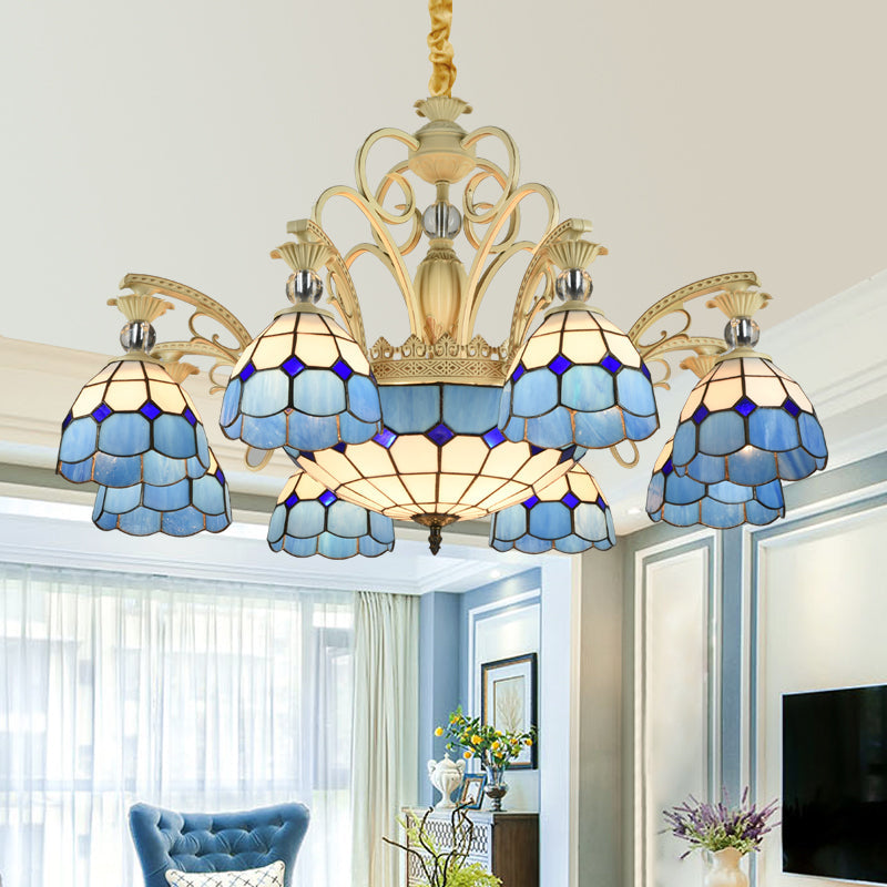 Tiffany Chandelier with Stained Glass Shade - Rebooters