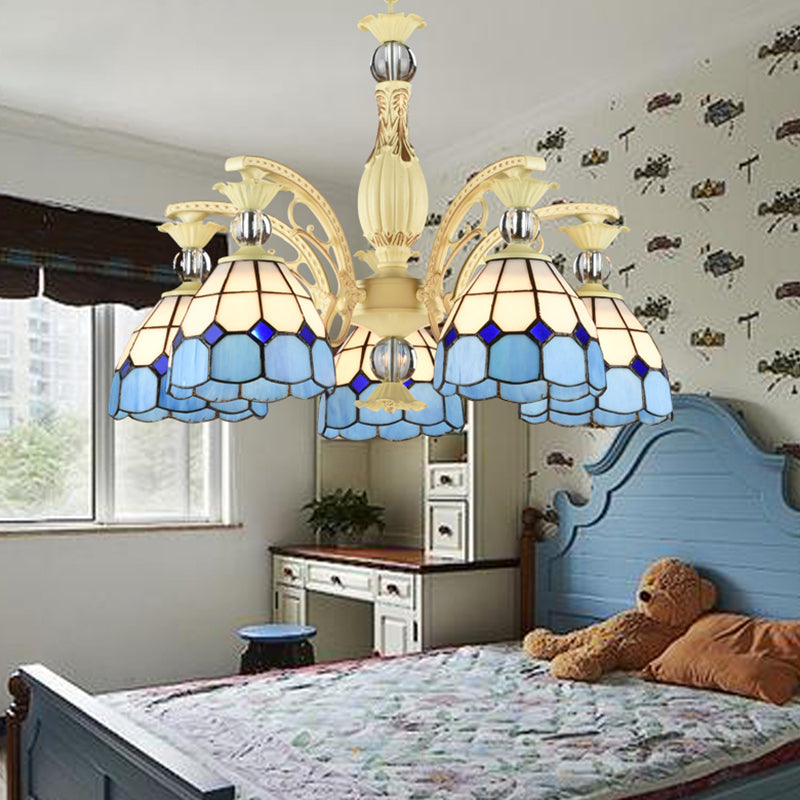 Tiffany Chandelier with Stained Glass Shade - Rebooters