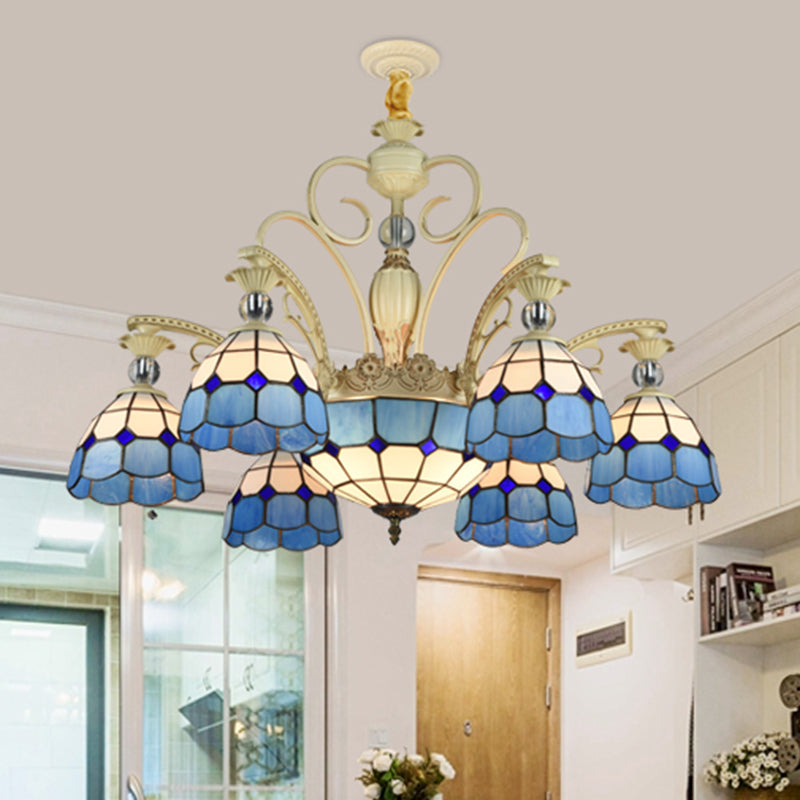 Tiffany Chandelier with Stained Glass Shade - Rebooters