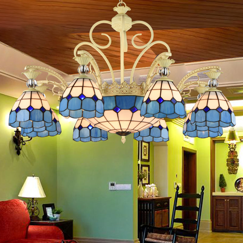 Tiffany Chandelier with Stained Glass Shade - Rebooters