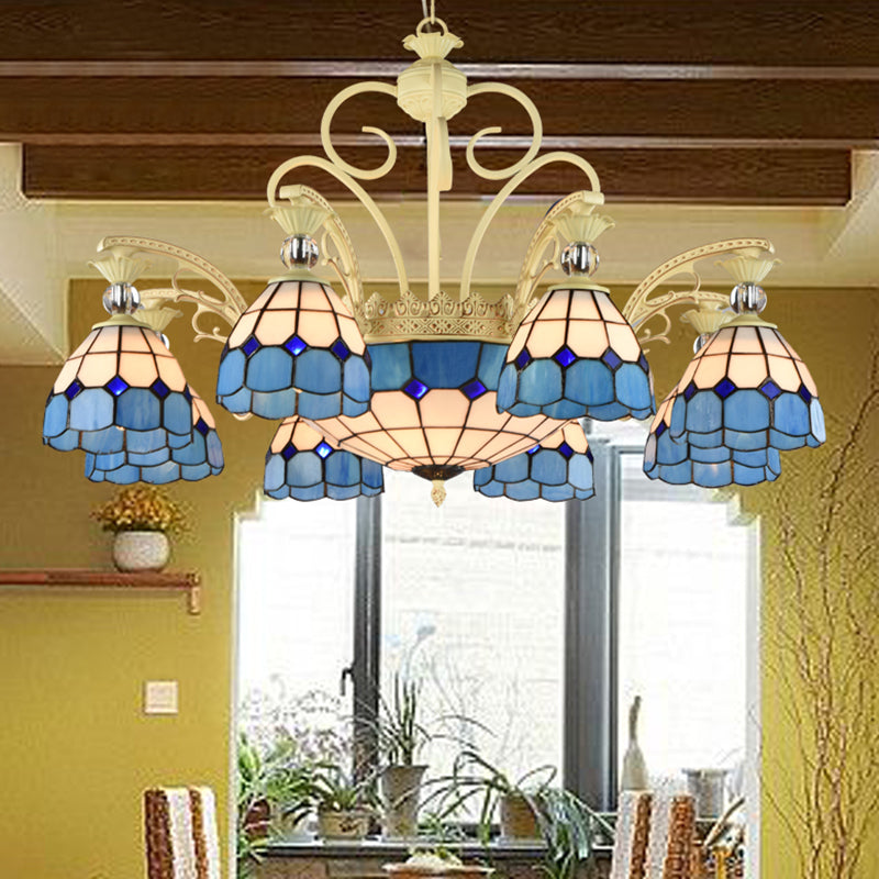 Tiffany Chandelier with Stained Glass Shade - Rebooters