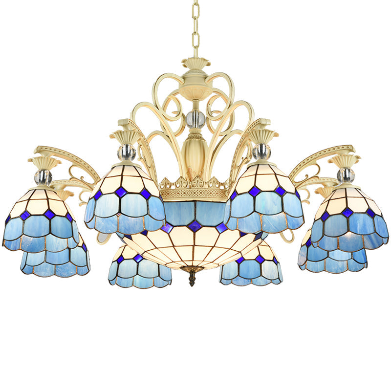 Tiffany Chandelier with Stained Glass Shade - Rebooters