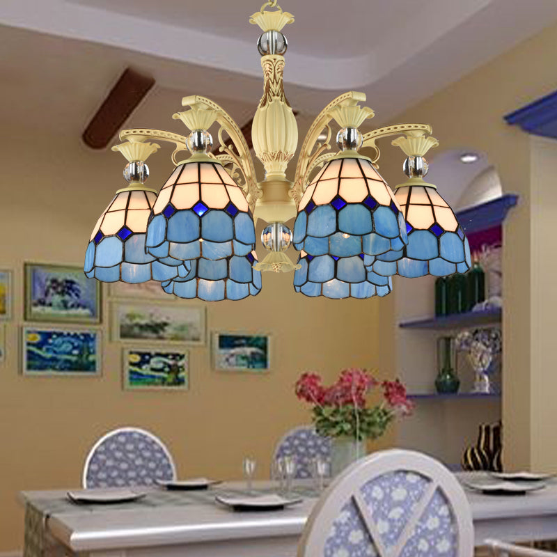 Tiffany Chandelier with Stained Glass Shade - Rebooters