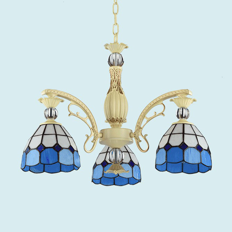 Tiffany Chandelier with Stained Glass Shade - Rebooters