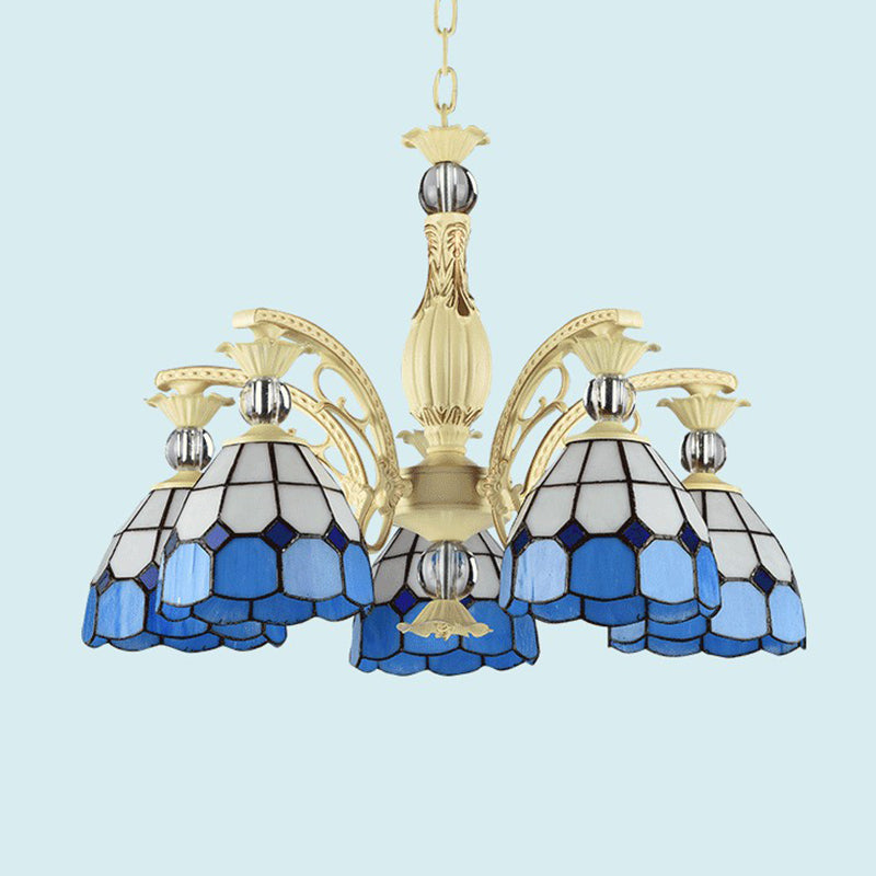 Tiffany Chandelier with Stained Glass Shade - Rebooters