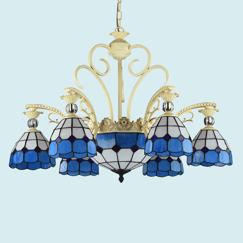 Tiffany Chandelier with Stained Glass Shade - Rebooters