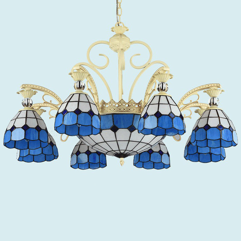 Tiffany Chandelier with Stained Glass Shade - Rebooters